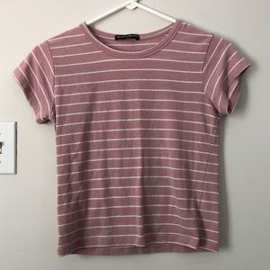 dusty pink and white striped Brandy Melville crop top